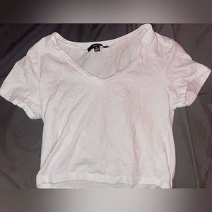Ambiance white v neck dropped tee, size small